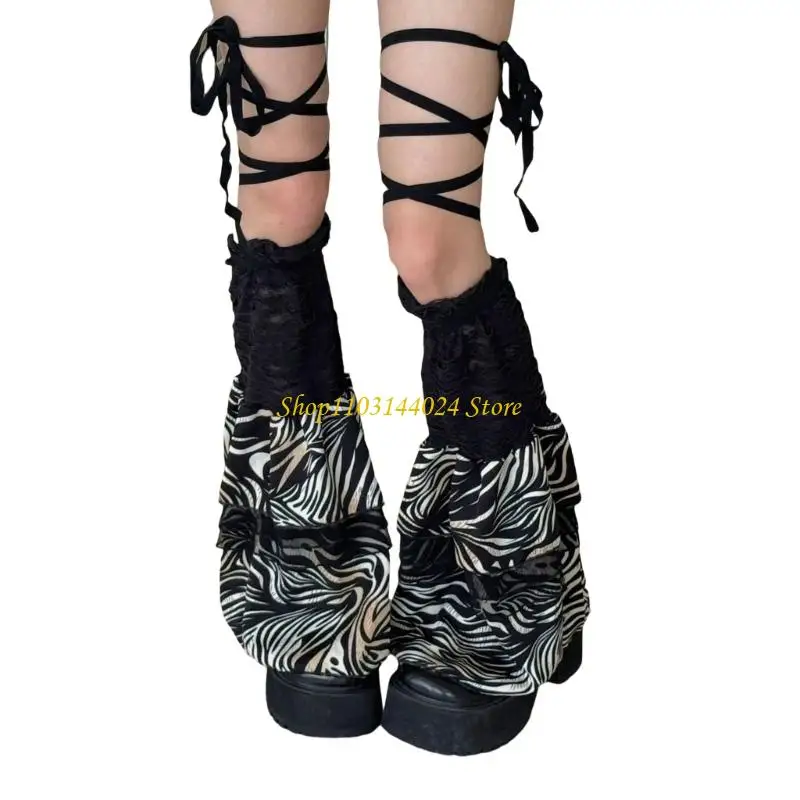 n5ke نساء الكشكش الدانتيل ساق دافئة حلوة الركبتين جوارب الساق الأذي #5