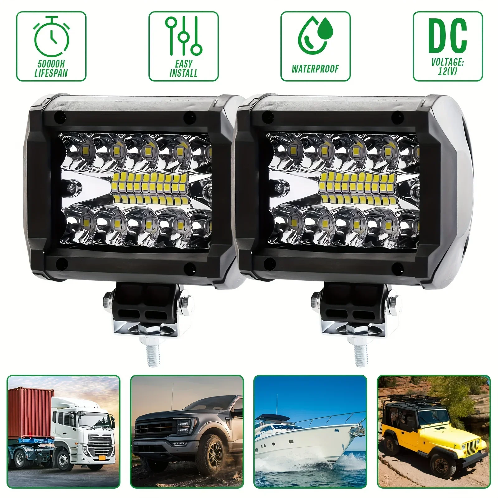 

High Power 60W 4inch 2pcs LED Work Light Bar for Off Road Truck Spot Flood Lights