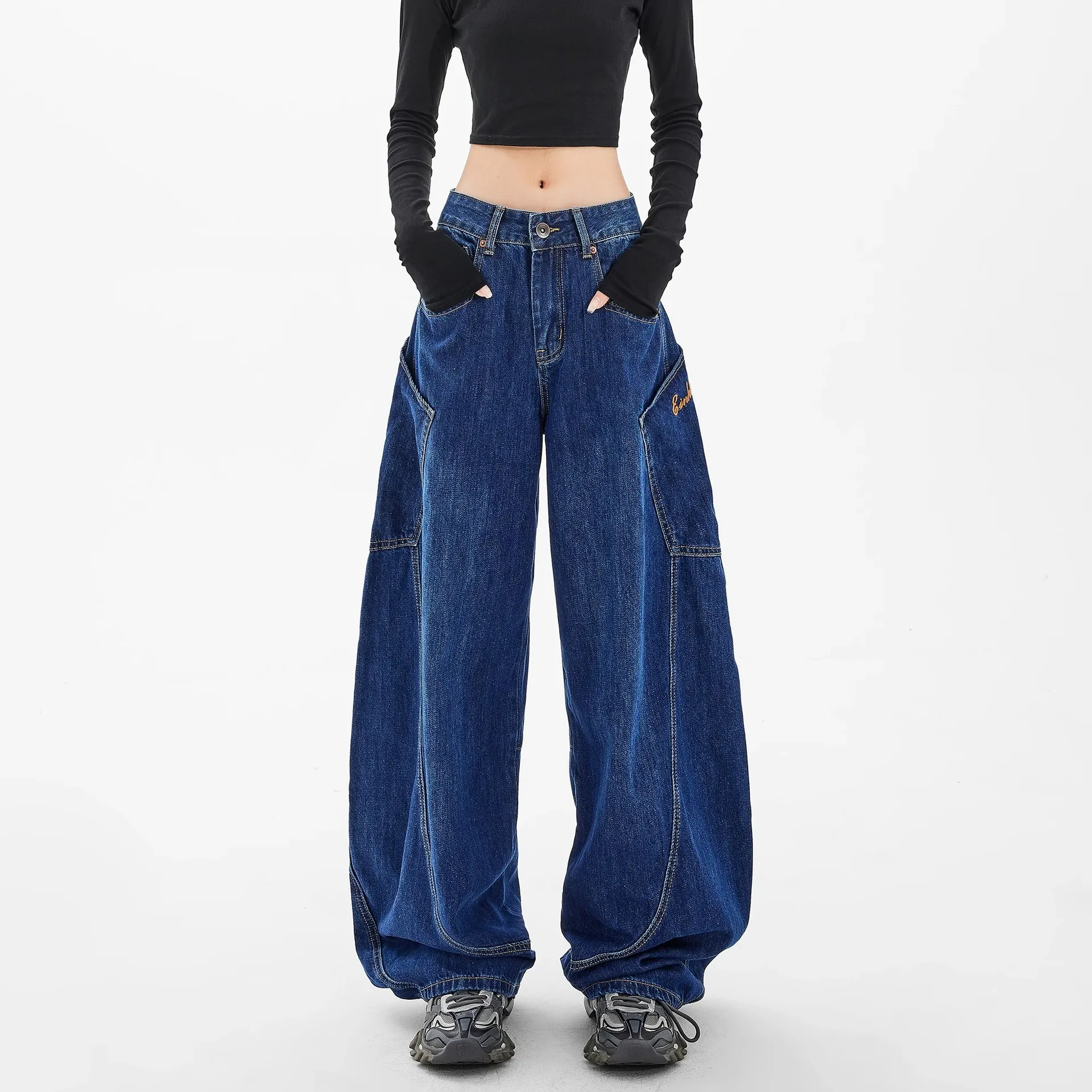 

Women's Pants, High Street Style, Embroider Pants, Multi-Pockets Pants, 2025