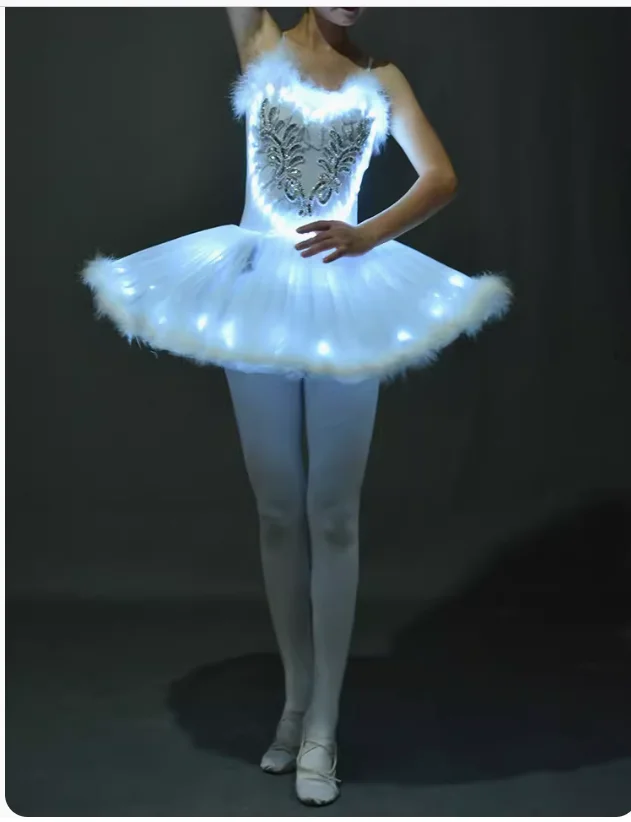 

Светящаяся балетная юбка Детское платье с лебедями и блестками