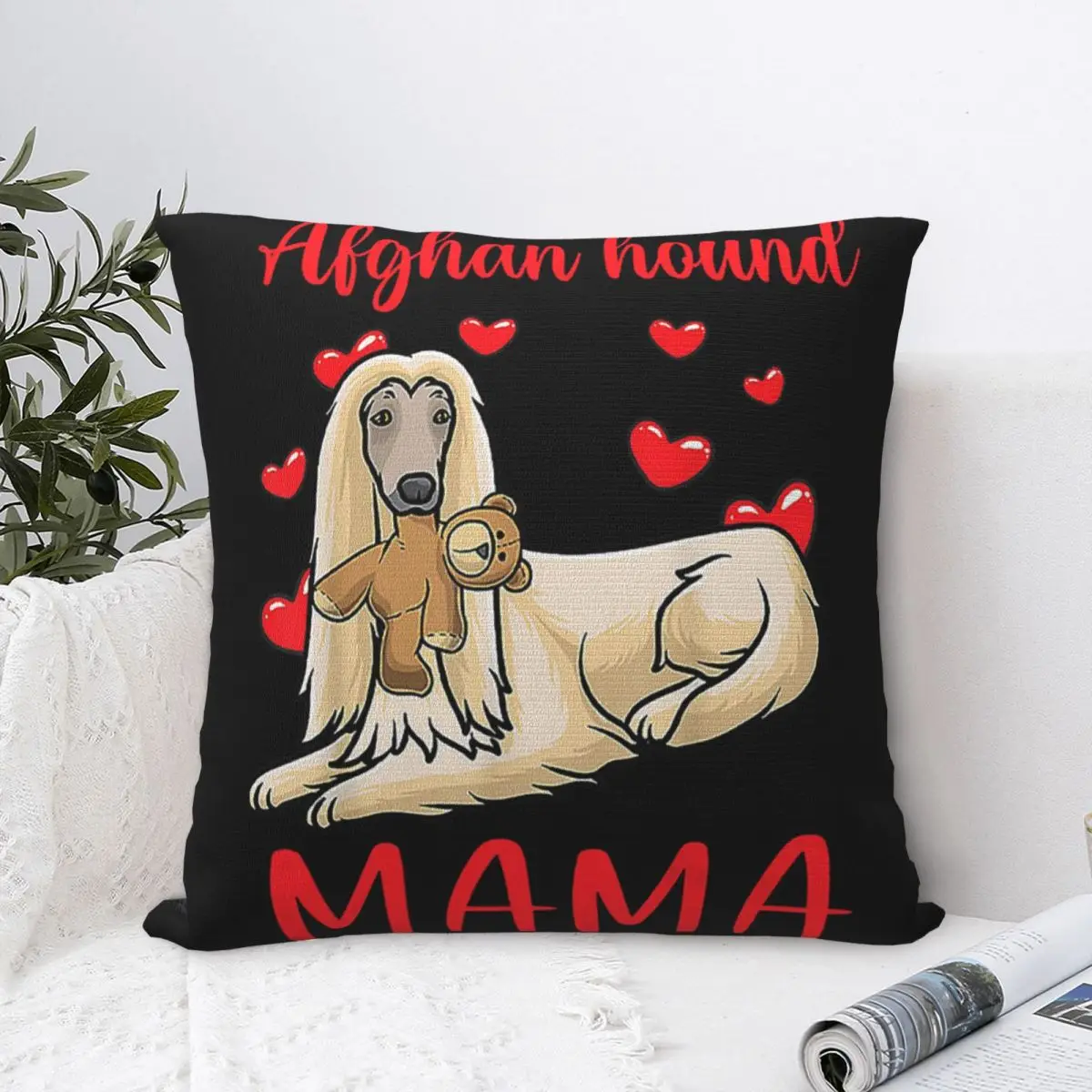 Afghan Hound Mama Square Pillowcase Polyester Pillow Cover Velvet Cushion Decor Comfort Throw Pillow For Home Car