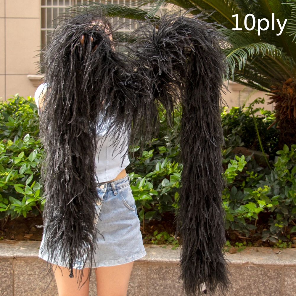 

4 6 10 15 20Ply Ostrich feather boa Fluffy Soft Ostrich feathers Scarf for Costume Clothing Decoration Accessory 2 Meters Trim