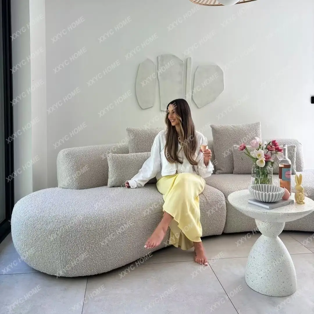 

Minimalist light luxury curved fabric cashew sofa designer small apartment leisure creative new simple sofa