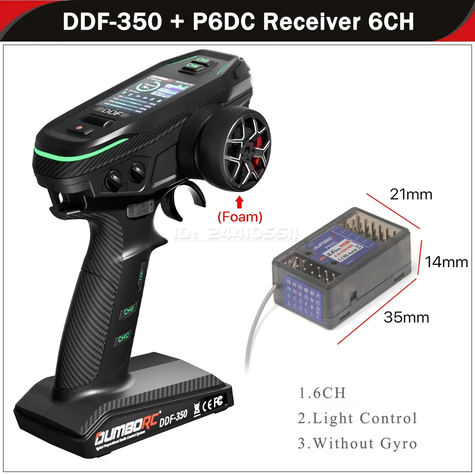 DUMBORC DDF-350 10CH RC Afstandsbediening 2.4G Digitale Radio Zender Gyro Ontvanger voor Drift Auto Tank Boot Robot Speelgoed Wltoy