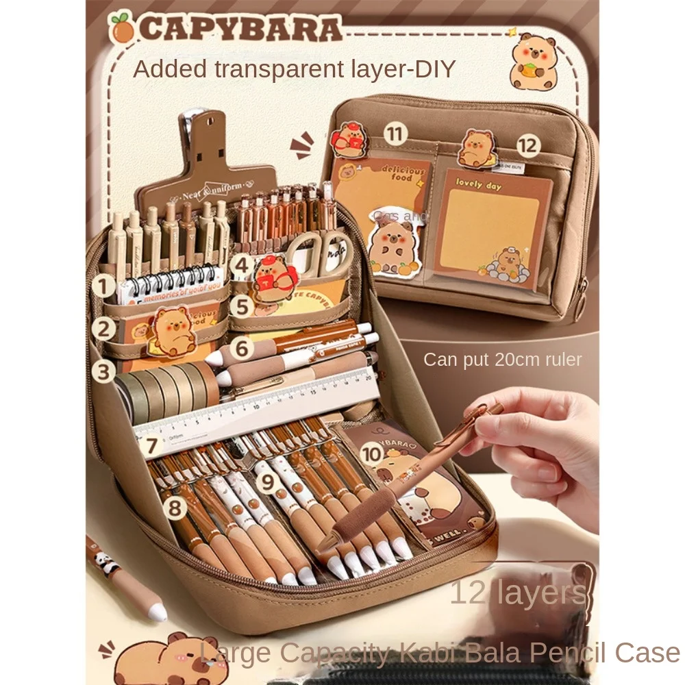 

Large Capacity Gift Box Capybara Stationery Set Abundant Pencil Case Study Stationery Cute Back-to-school Gift Kit for Students