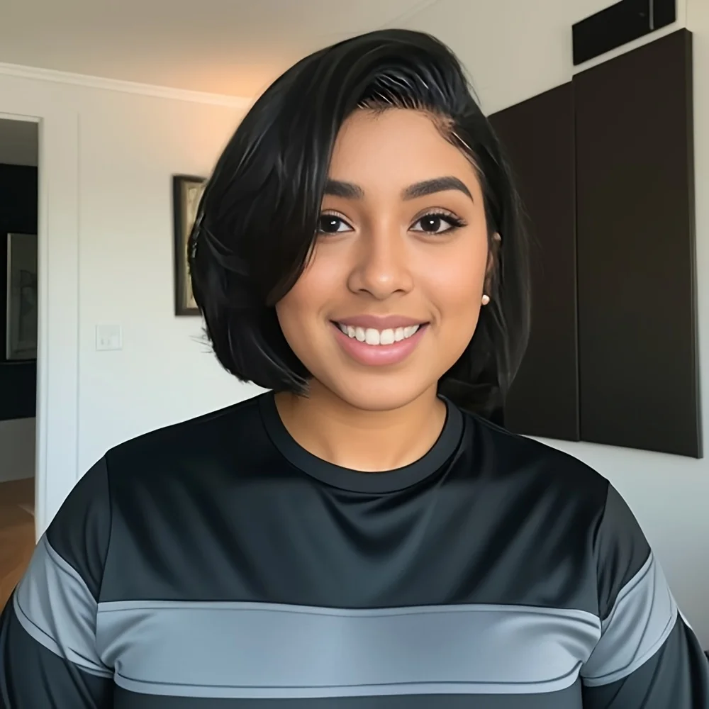 Wig Renda Transparan Potongan Pixie 13X4 untuk Wanita Rambut Remy Brasil Bob Pendek Keriting