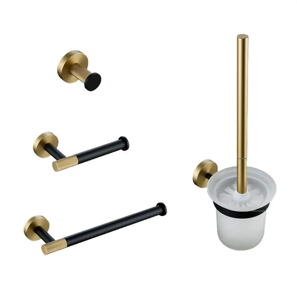 

Настенный держатель для полотенец с рифленой поверхностью и держателем для бумаги, матовый черный, с крючками, держателем для туалетной щетки, набор для ванной из 4 предметов, на заказ
