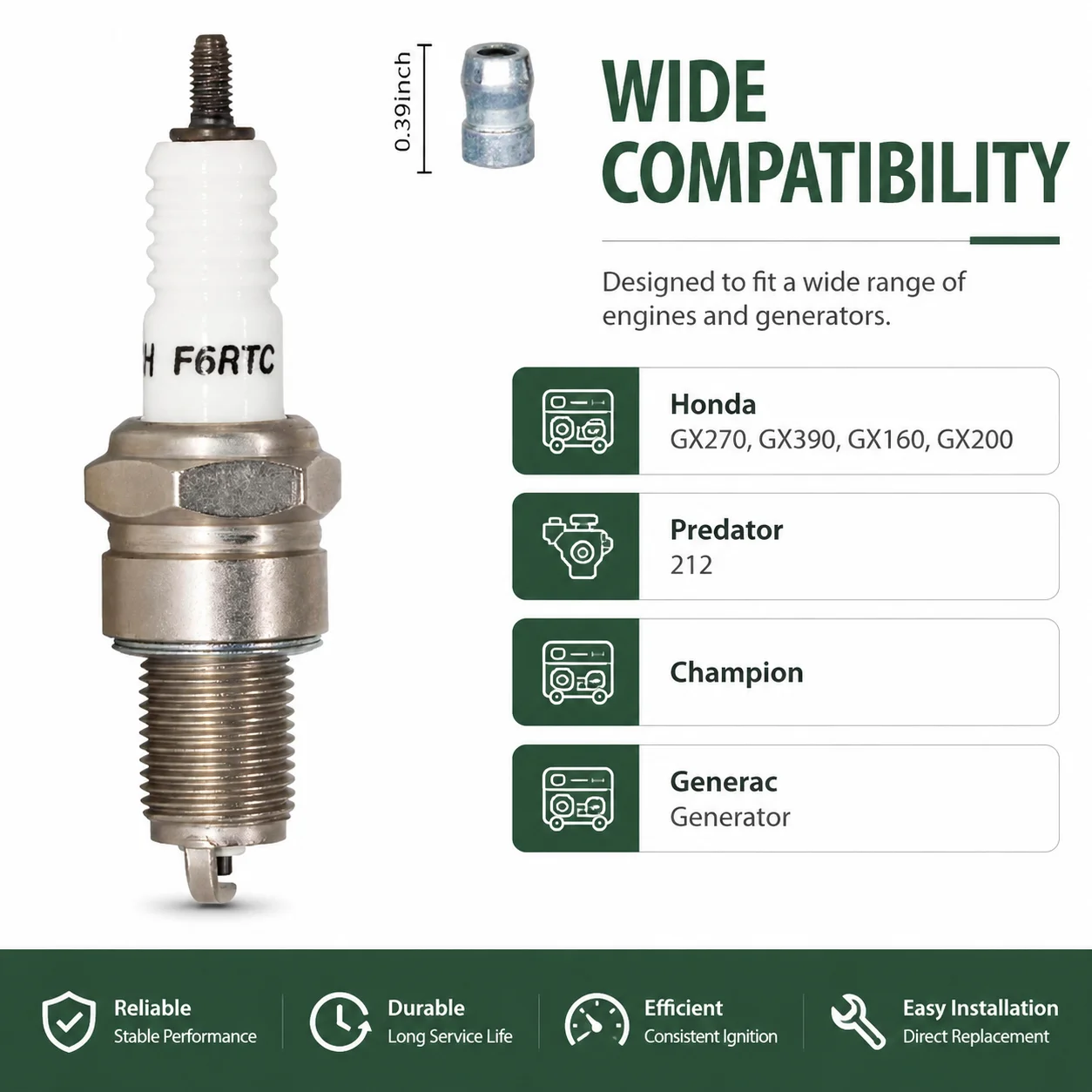 4 Pcs Spark Plug For Honda GX160 GX200 GX270 GX390 Predator 212 Champion Generac Generator Small Engine Parts Replace NGK BPR6ES