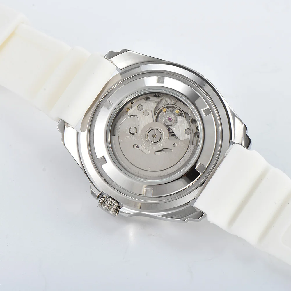 PARNSRPE NH35 44mm men's watch diving watch Bracelet 3.8 Crown sapphire crystal Calendar function Top Waterproof