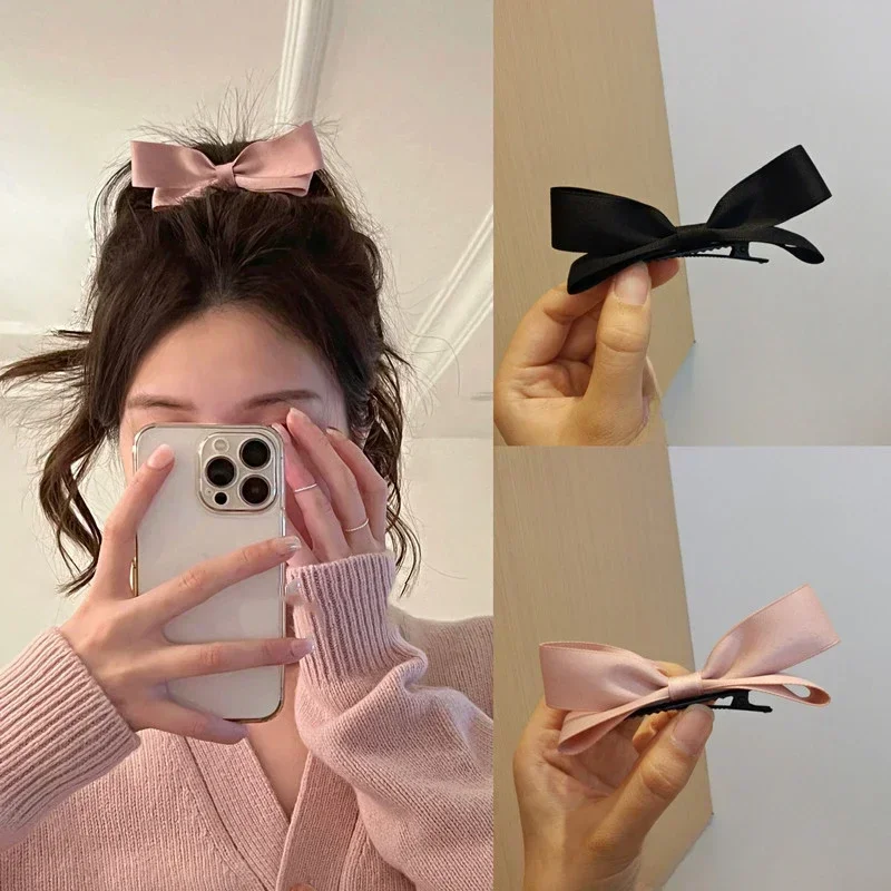 Black Pink Sweet Girls Bowknot Hairpins Women Ladies Korean Fashion Hair Side Clip Hair Accessories Ornaments Barrettes Hairpins