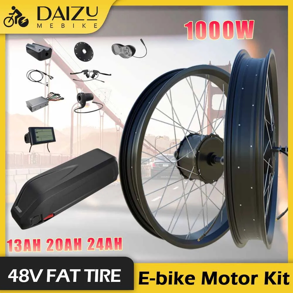 Fat Bike Conversion Kit 1000W Powerful Electric Bike Wheel Hub Motor Dropout 170mm 190mm Fat Bike Electric Kit 20 Inch 26 Inch