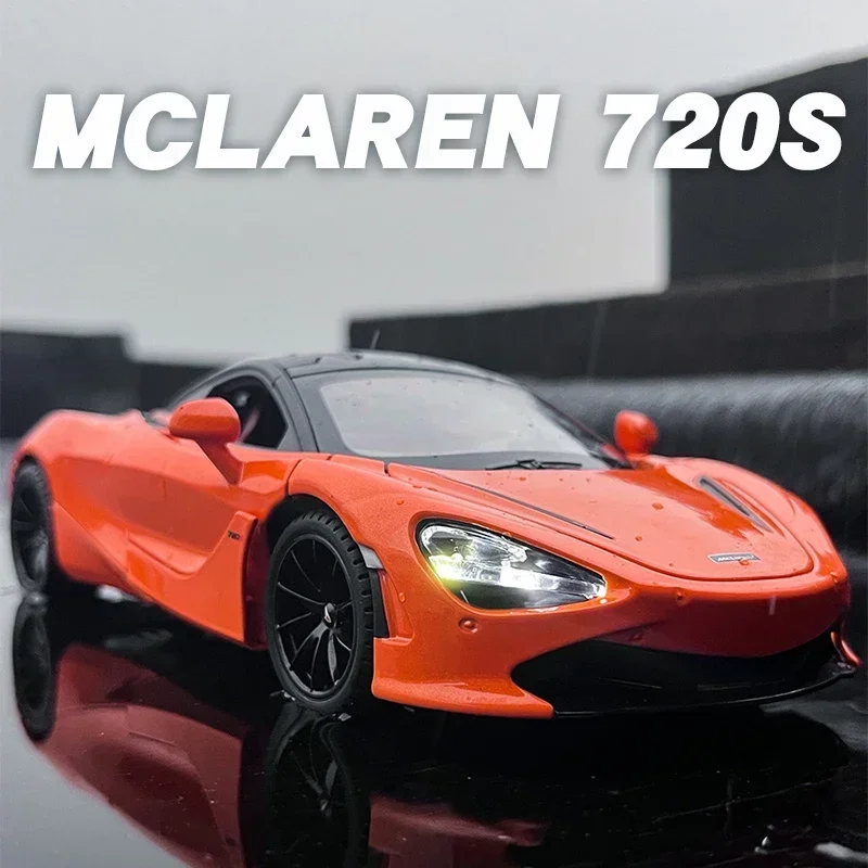 Mclaren-鋳造金属スポーツカーモデル720s,スケール1:24,合金,車のシリーズコレクション,シミュレーション,音と光,男の子へのギフト