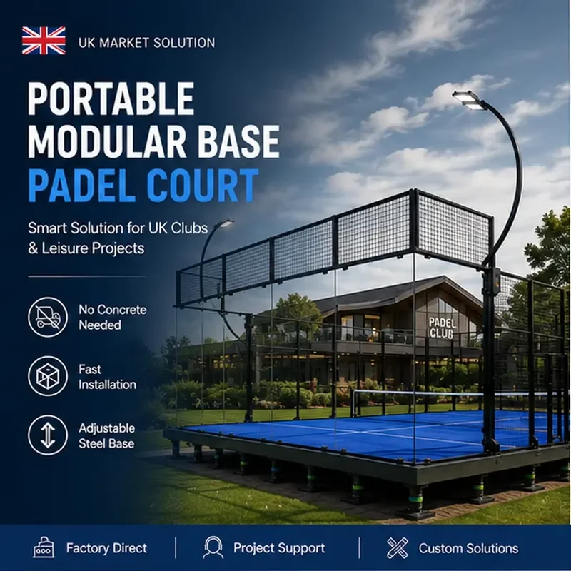 Mobile Portable Padel Court with Modular Foundation for Temporary Sports Venues and Commercial Clubs