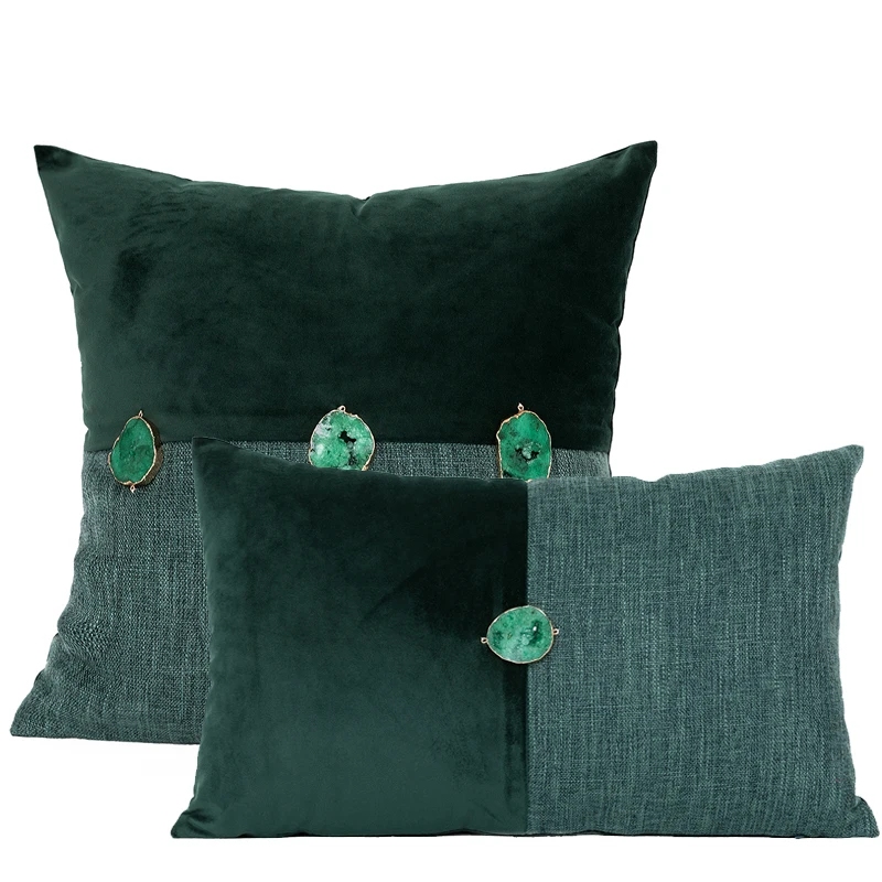 

Nordic Gemstone Cushion Cover Decoration Green Velvet Cotton Home Decor Sofa Pillow Case Throw Pillow Cover 30x50cm 45x45cm