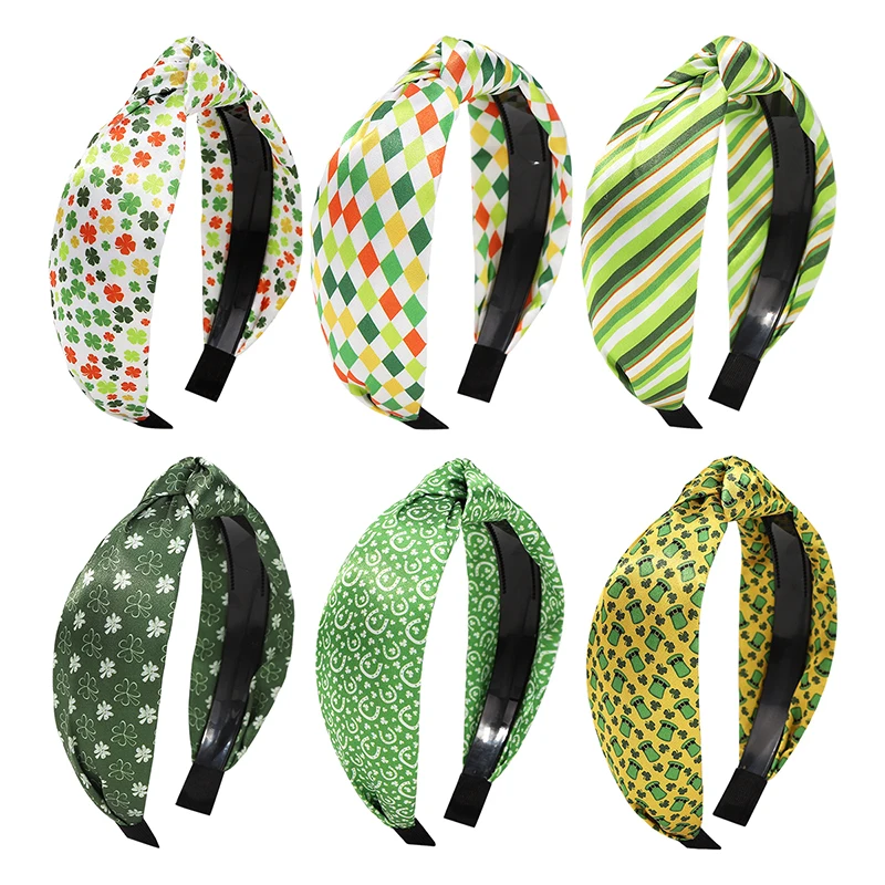 

1/6Pcs Green Collection Floral Fabric Toothed High Cranial Top High Stretch Dumpling Knot Hair Bands