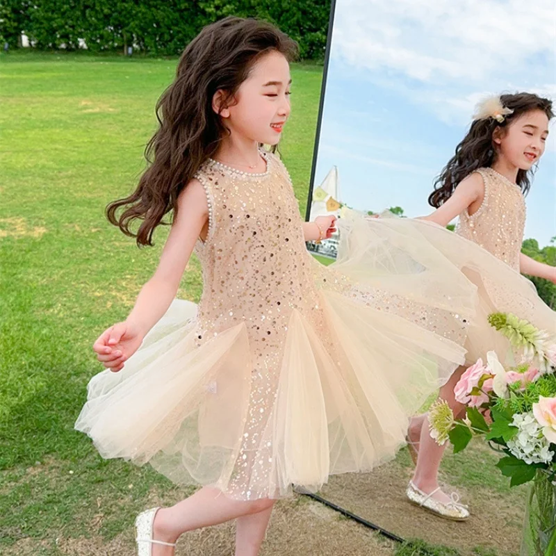 Kids Brand Designer Evening Dresses Luxury Flower Girl Gala Dress For Girls Summer 2 To 8 Years Baby Female Child Puffy Clothes