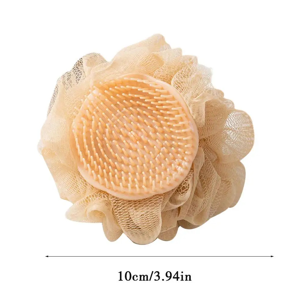 Boule de douche en maille avec brosse de massage, boule de bain bouffante double face, outil de livres multifonctionnel, expecateur de peau