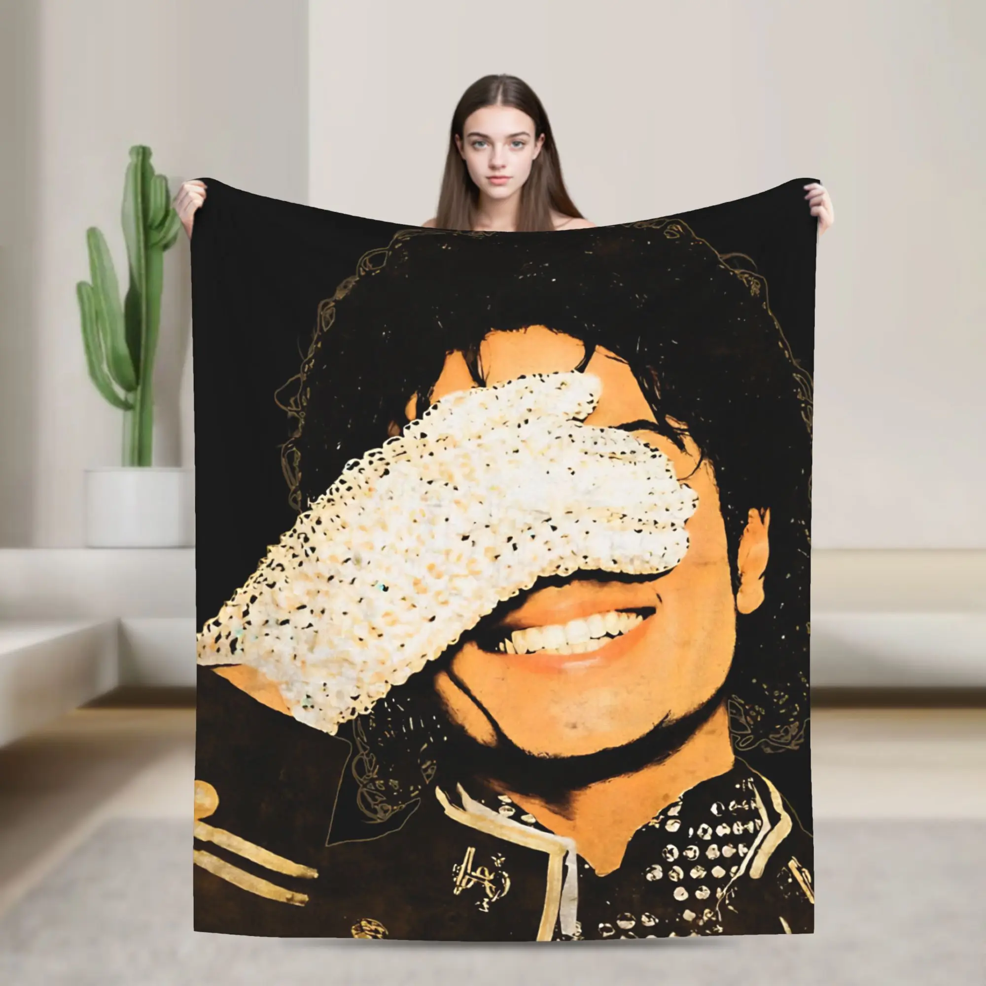 MJ Sparkling Glove Portrait Flannel Blanket J-Jacksons Singer Funny Throw Blankets for  Sofa Bedding Lounge 150*125cm Bedspread
