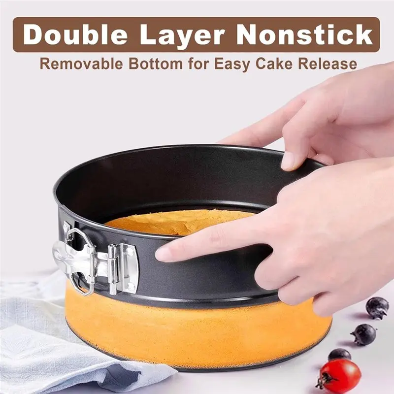 A59Z-4 /7 /9 Inch Springform Pan Set Of 3, Leakproof Cheesecake Pan With Protector, Nonstick Spring Form Pans For Cheesecake