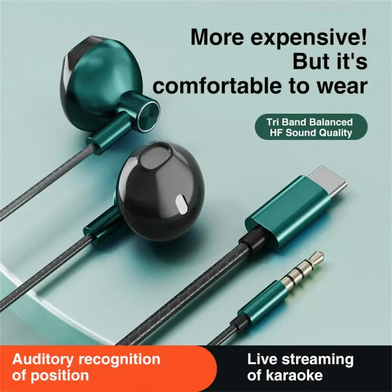 3.5mm/Type-C No Delay Gaming Earphones In Ear Sound Recognition Wired Microphone Suitable For Huawei Xiaomi Gaming Headsets