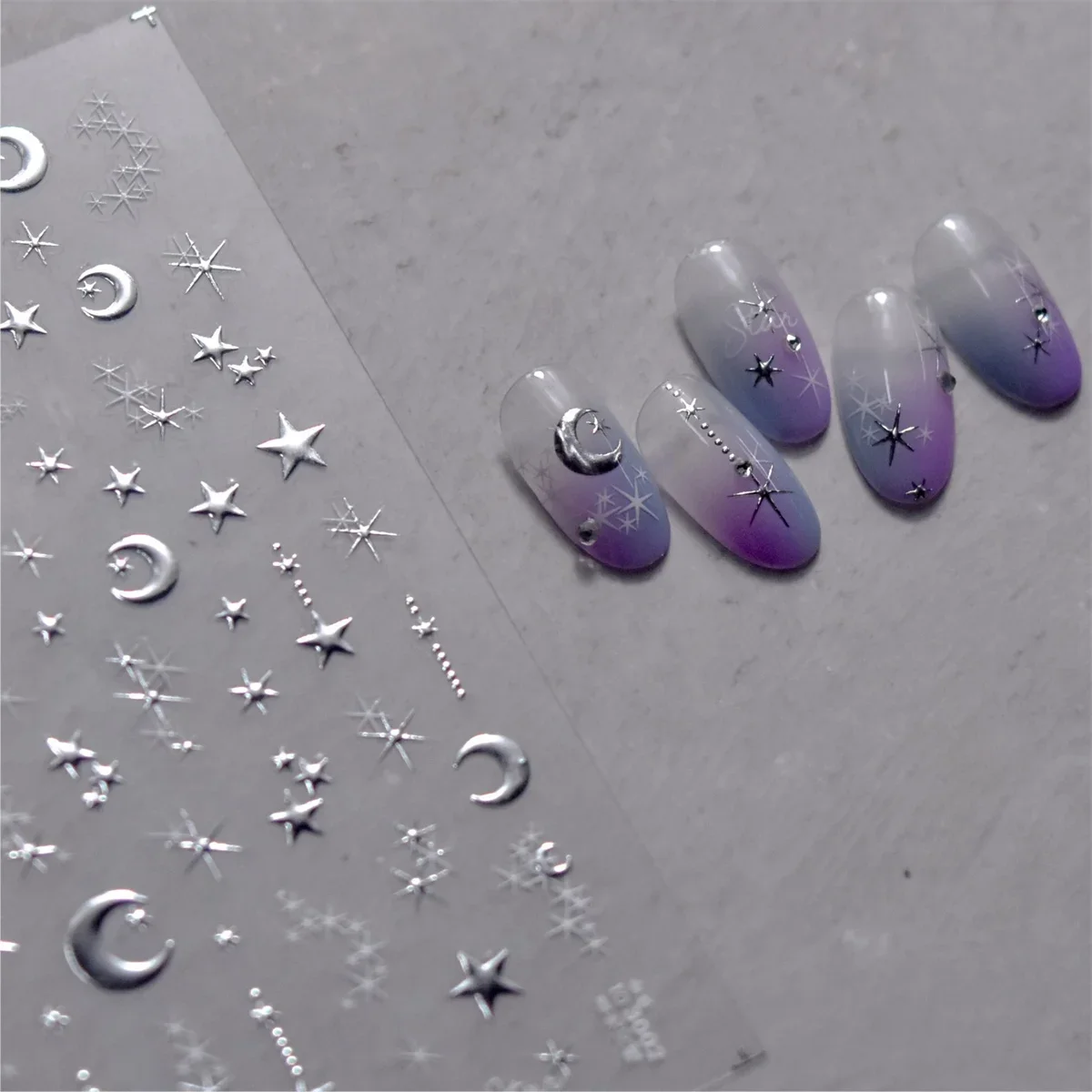 1PC 5D Korean Bronzing Nail Stickers Japanese Gold Silver Star Moon Luxury DIY Nail Art Decoration Decals Manicure Accessories