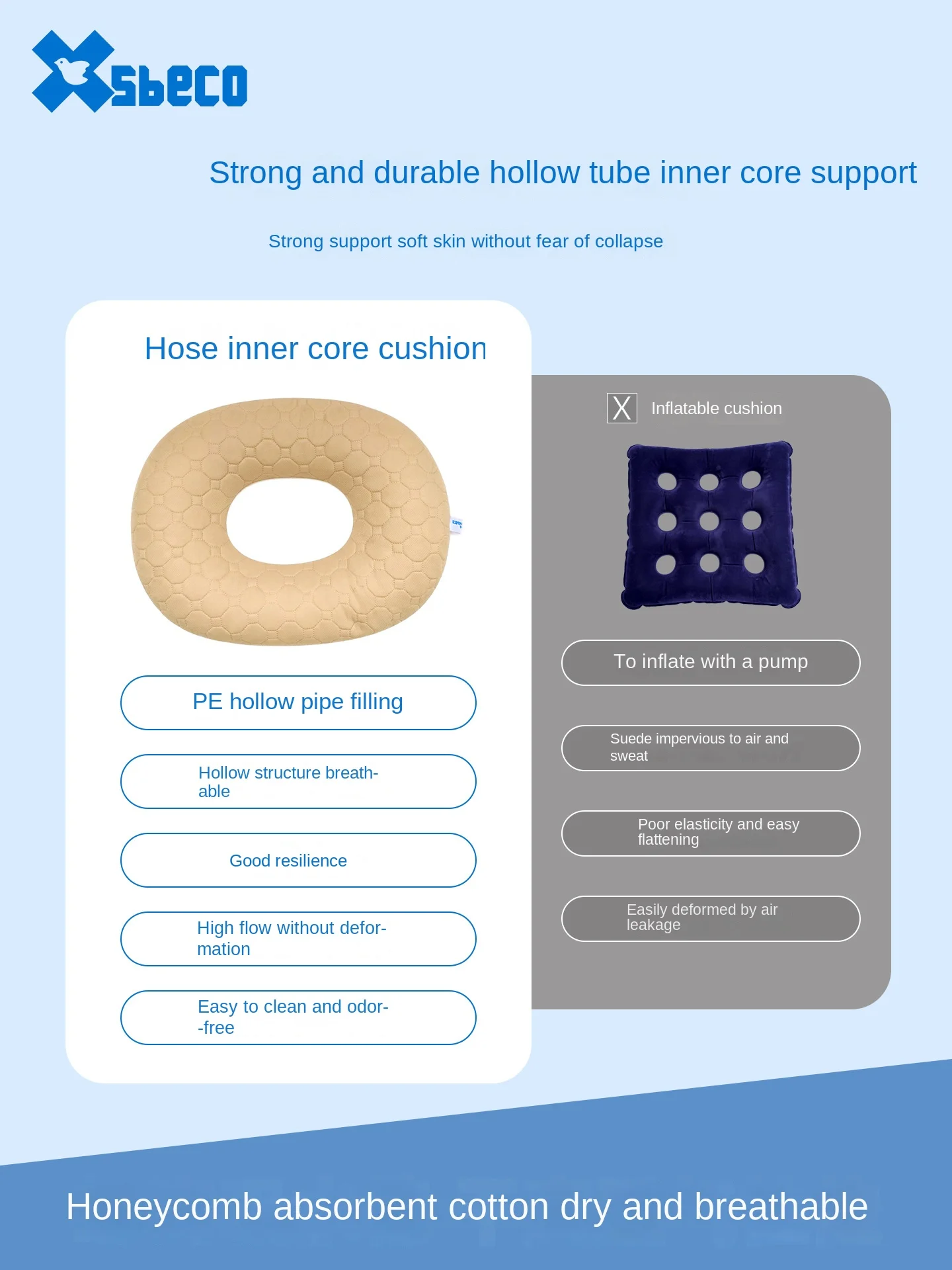 Upgraded Breathable PE Tube Seat Cushion, Pressure Relief Butt Pad, Comfort Sitting Accessory for Elderly Long Rest view 3
