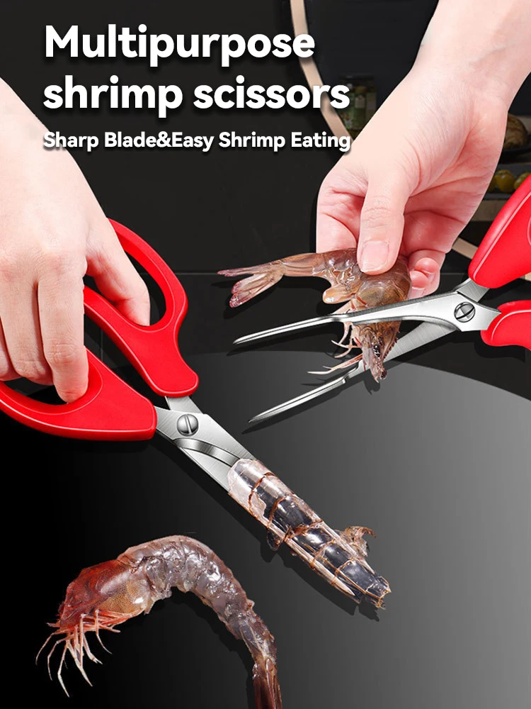 Stainless Steel Seafood Scissors Shears Snip Shells Seafood Tools Lobster Fish Prawn Peeler Shrimp Crab Kitchen Accessories