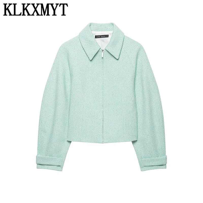 KLKXMYT Women's Jacket 2026 New Fashion Long Sleeve Zipper Texture Casual Short Coat Streetwear Chic Jackets For Women