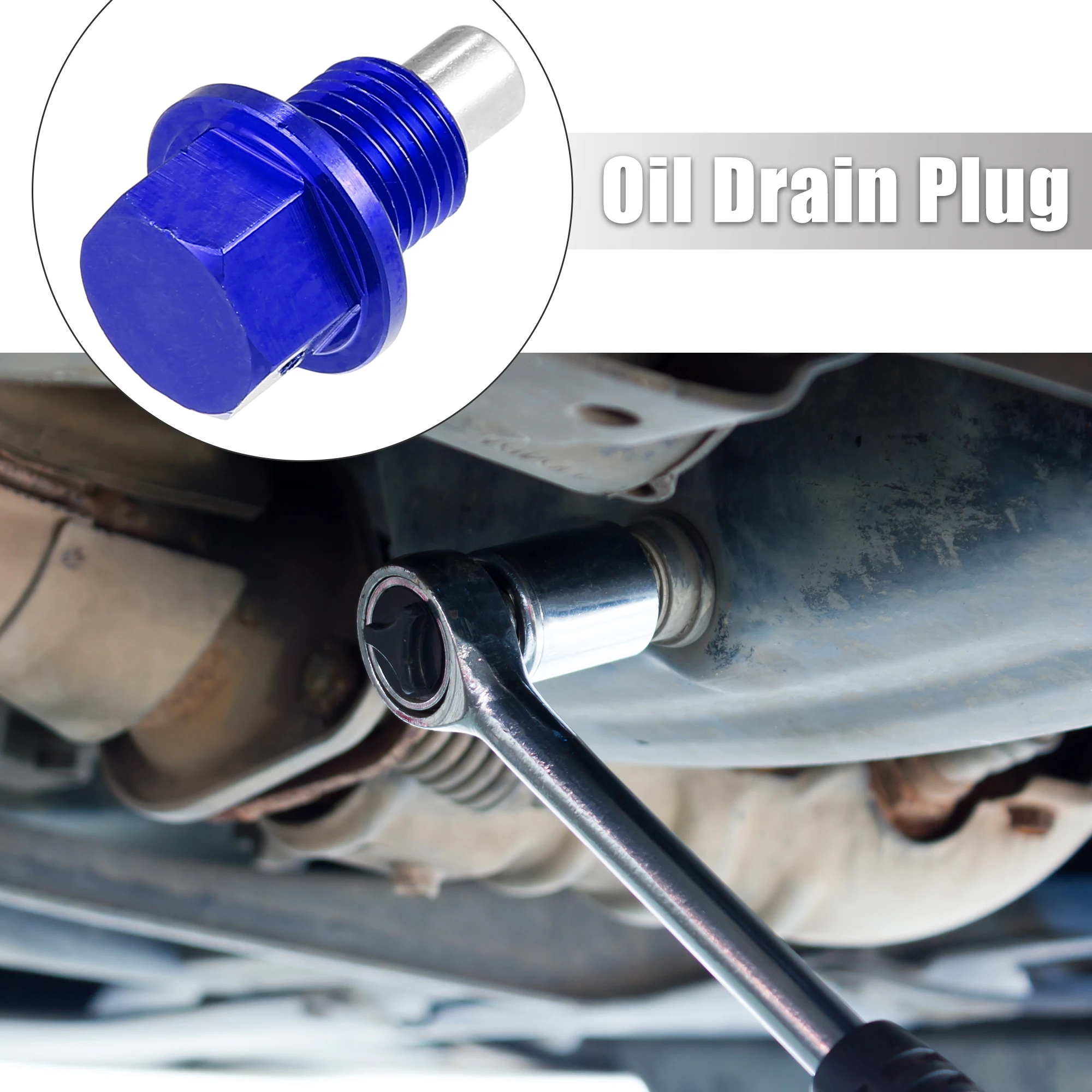  1 Set M12x1.25 Car Oil Drain Plug Magnetic Oil Drain Bolt with 5 Washer Blue