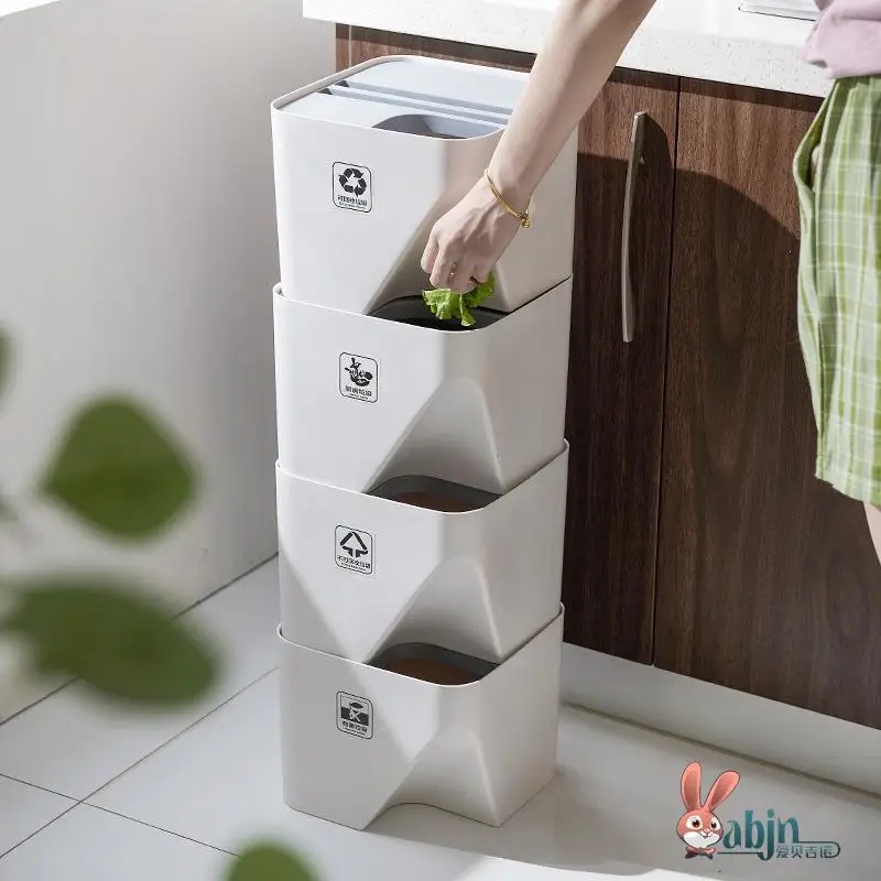

Large Capacity Kitchen Living Room Garbage Can Conveniently Foldable No Need to Bend over Paper Scraps Wet And Dry Sorting