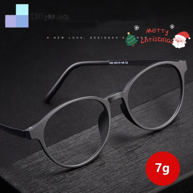 OLLMURS وصفات طبية مريحة خفيفة TR90 إطار نظارات ريترو مستدير للرجال إطار نظارات بصرية من التيتانيوم النقي للنساء 8868T