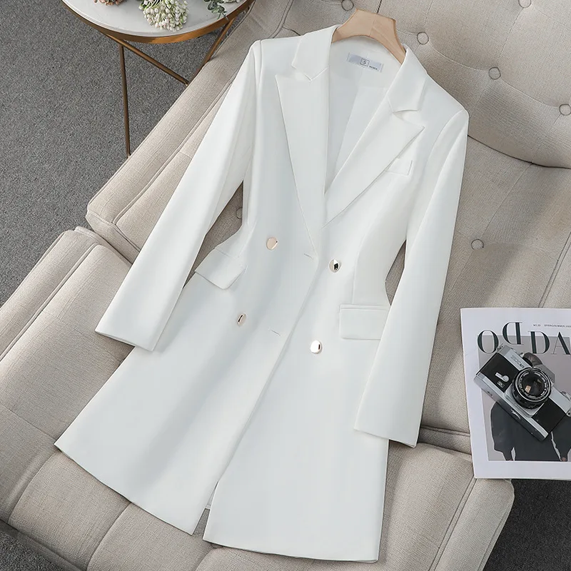 

Professional Suit Dress for Women, Spring and Autumn New Style, High-End Double-Breasted Waist-Cinching Slimming Casual Petite W