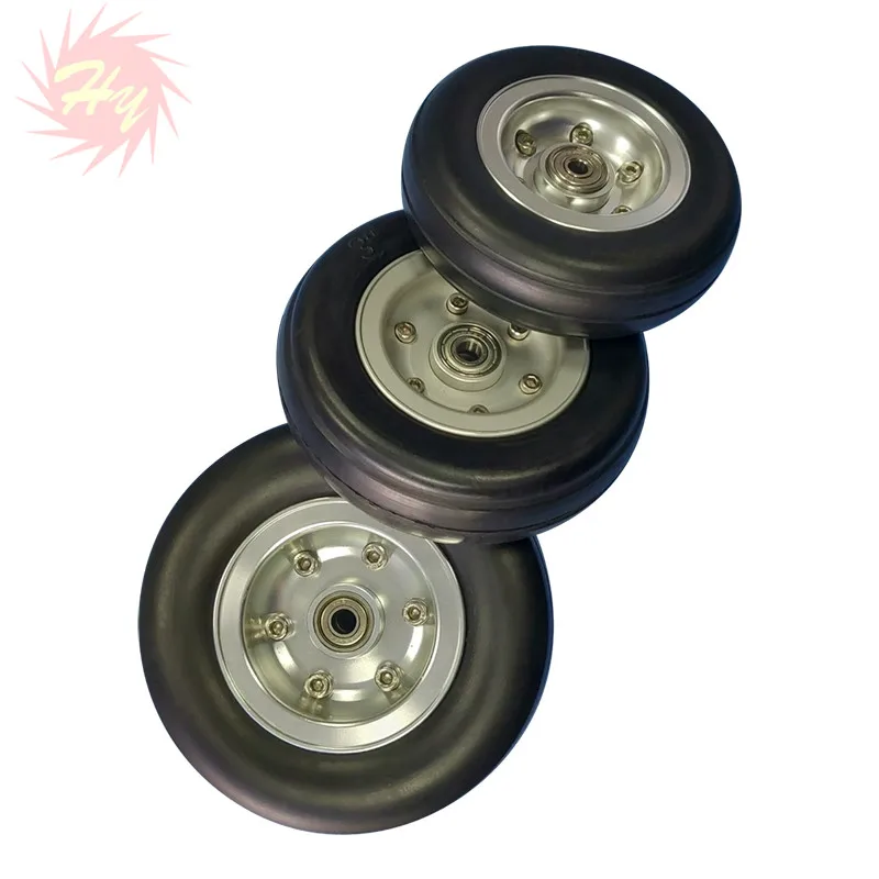 1Pc Aluminum Hub Rubber Wheel With Bearing DIY Robot Tires 2.75\