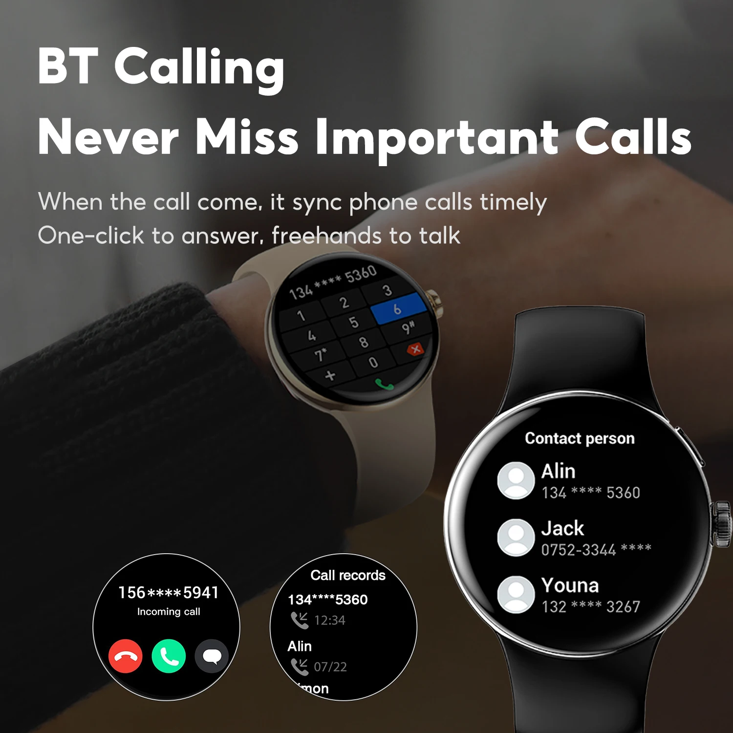 WIFIT Smart Watch 1.3-inch Display Bluetooth Link, Multi functional Smart Watch with Call/Health/Exercise Monitoring, Waterproof