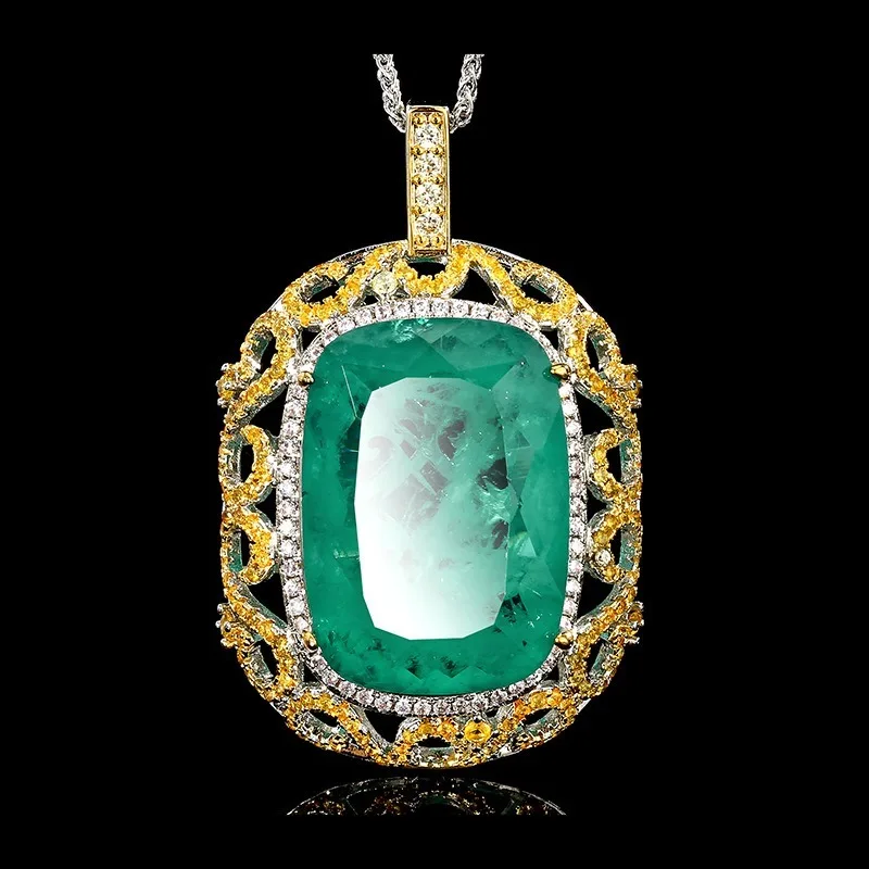 

Новинка 2025 года, ювелирные изделия Zhuang Shengsheng, медное дно, позолоченное имитация изумрудного полого кулона, ожерелье, камень 20*28 Cu