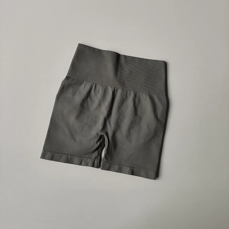 Pfirsichfarbene Fitness-Shorts für Damen, Sport-Shorts zur Po- und Hüftstraffung, Yoga-Shorts mit hoher Taille und hohem Bauchkomfort, hochelastische Leggings – Detail 5