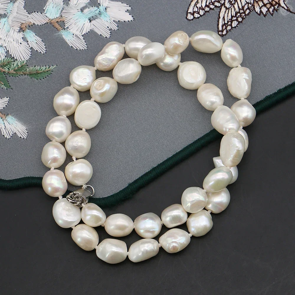Edison Freshwater Direct Hole White Warm Moist Two-sided Light Pearl Necklace Jewelry Gift Suitable for Wedding Banquet Party
