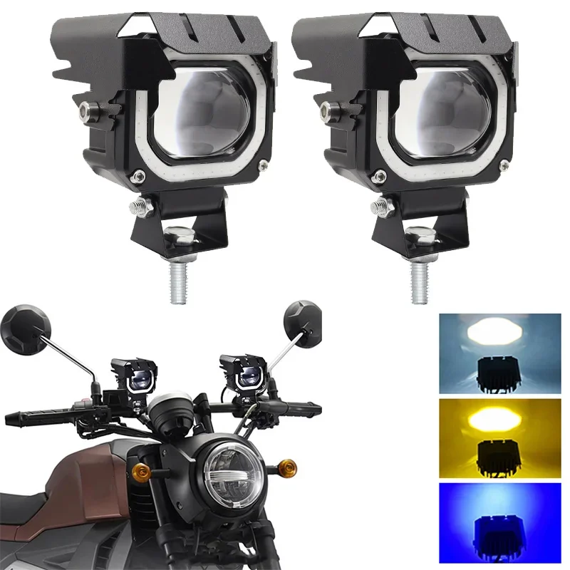 

Universal Motorcycle Driving LED Fog Lights Spotlight Auxiliary Driving Light High/Low Beam Strobe Moto Headlamp With Dust Guard
