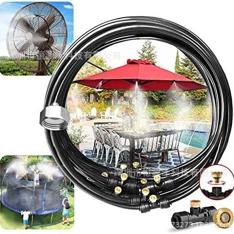Garden Misting Cooling System with Brass Spray Nozzles, 10/15/18/23m Outdoor Cooling Tool for Garden Courtyard Greenhouse