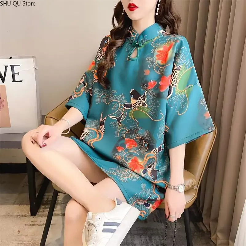 Elegant Cheongsam Dress for Women|Chinese Traditional Cotton Qipao Top|Hanfu Tang Suit|Beautiful Embroidery Design|Vintage Style