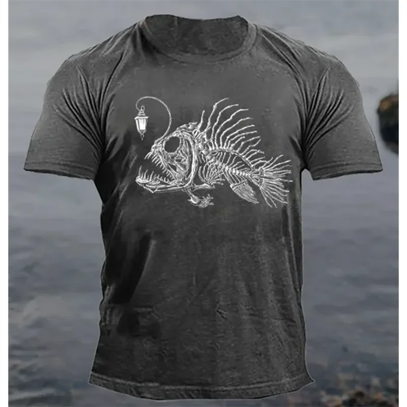 T-shirt animale per uomo abbigliamento lanterna pesce stampa 3d elementi Horror magliette magliette maschili oversize estive abbigliamento Casual da strada