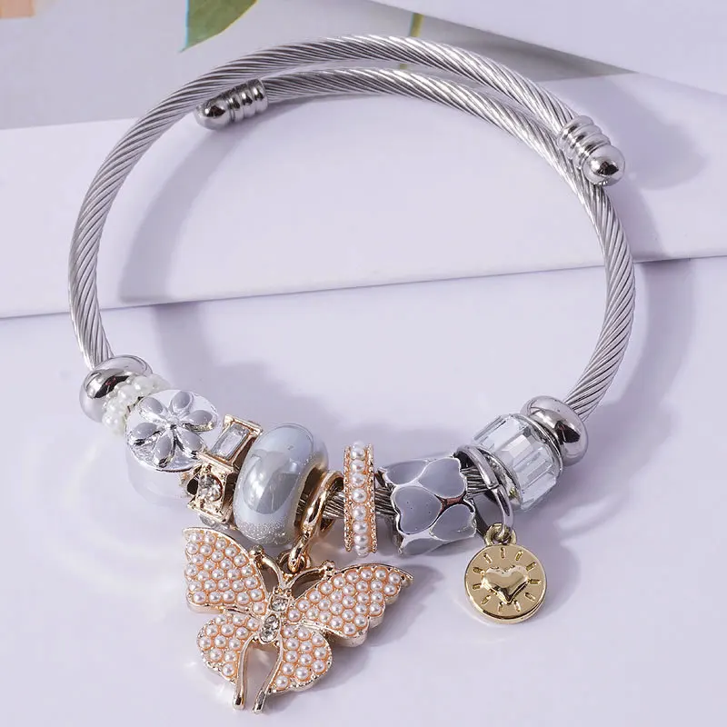 Bee Butterfly Bracelet For Women Cuffs Stainless Steel Bracelet Set Fashion Jewelry Accessories