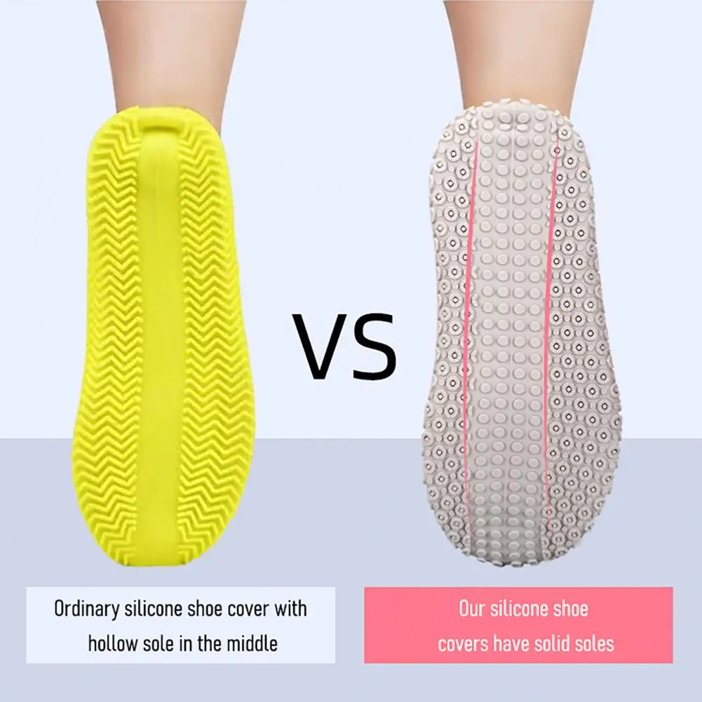 Rain Shoe Cover 1 Pair Waterproof Non-Slip Silicone Reusable Overshoes Outdoor Travel Boot Cover