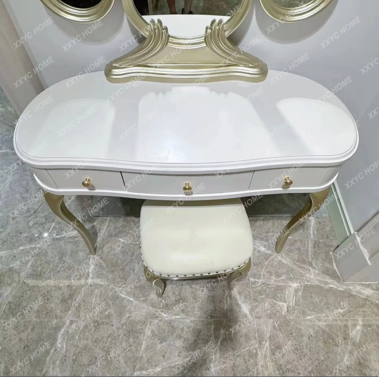 LX light luxury solid wood dressing table white wardrobe whole house dressing table