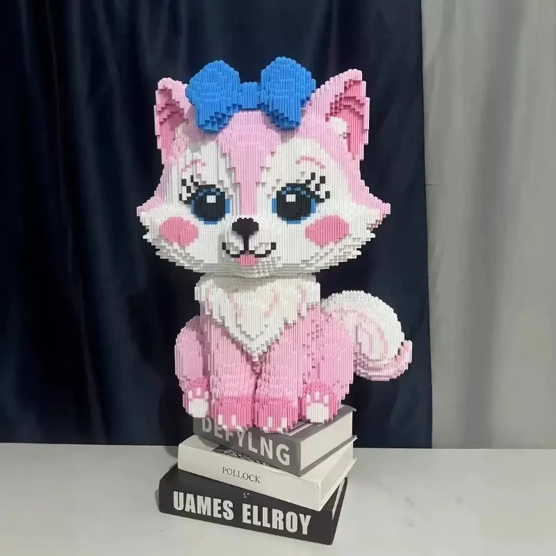 

30cm Cute Pink Fox Building Block Toy DIY Children's Assembled Small Particle Brick Desktop Decoration Christmas Gift