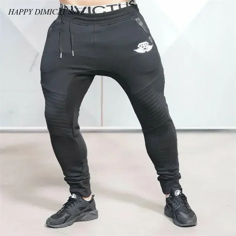 Men's Casual Jogger Pants, Elastic, All-Match, Comfortable, Solid Color, Stretch Cotton, Gyms, Body Engineers, New Streetwear