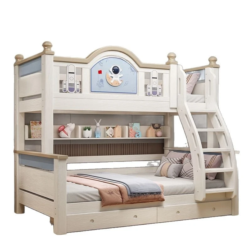 

Cherry wood upper and lower beds Bunk beds Solid wood light luxury two-layer high and low children's