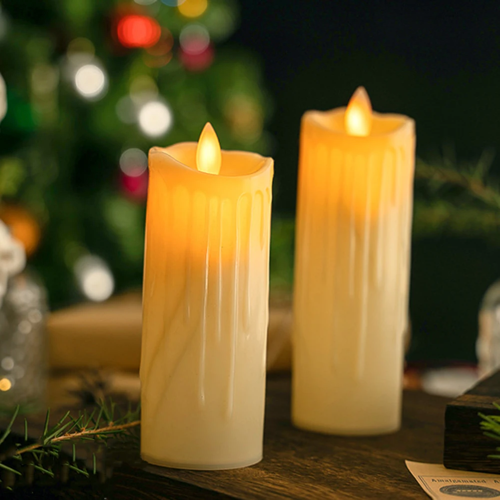 5cm senza fiamma LED Tealight a batteria tremolante luce a forma di lacrima simulazione tremolante candele pilastro per feste Festive