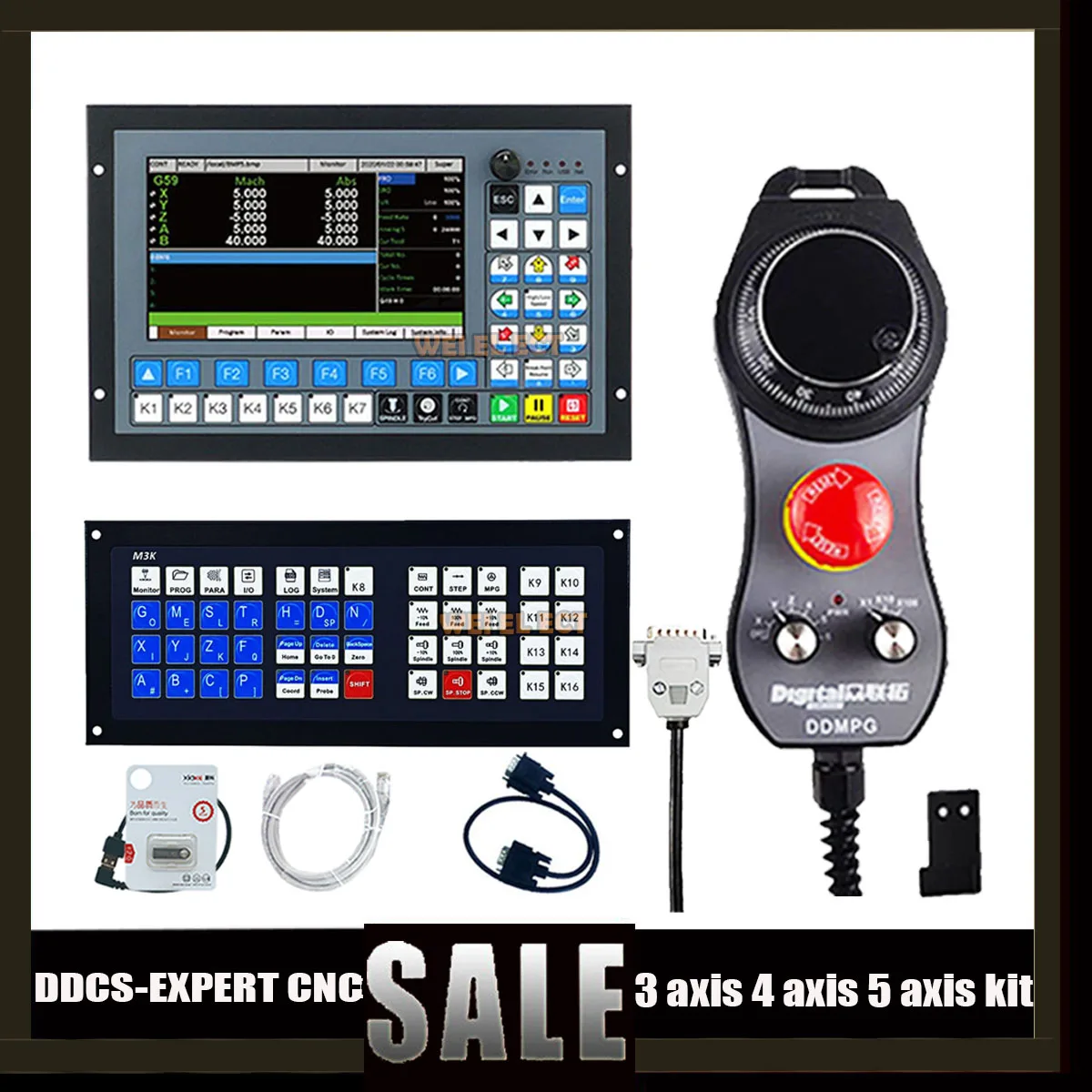 

New Upgrade Cnc Offline Controller Ddcs-expert 3/4/5 1mhz G-code Atc Extended Keyboard With Emergency Stop Flywheel Mpg