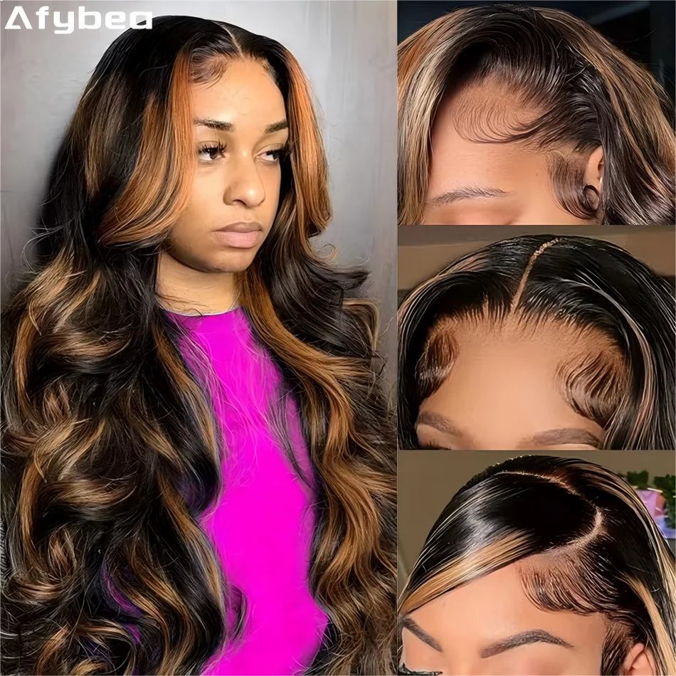 

230 Плотность P1B30 Выделите человеческие волосы Парики 100% 13X6 Hd Парики фронтальной части шнурка Объемная волна Парик фронта шнурка Цветные бразильские предварительно выщипанные